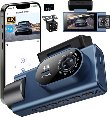 Dash Cam Front Rear Inside 4K Full HD Dash Camera For Cars Included 64GB Card