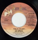 LED ZEPPELIN: Fool In The Rain / Hot Dog SWAN SONG RECORDS 7" Single 45 RPM