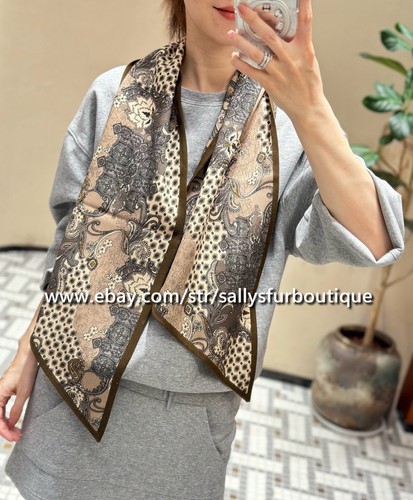 Sallys 70% Cashmere & 30% Silk Paisley Print Double Layer Ribbon Scarf 150*26cm - Picture 41 of 48