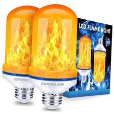 Halloween Decorations Upgraded LED Flame Light Bulbs, 4 Modes 2 Pack - Yellow