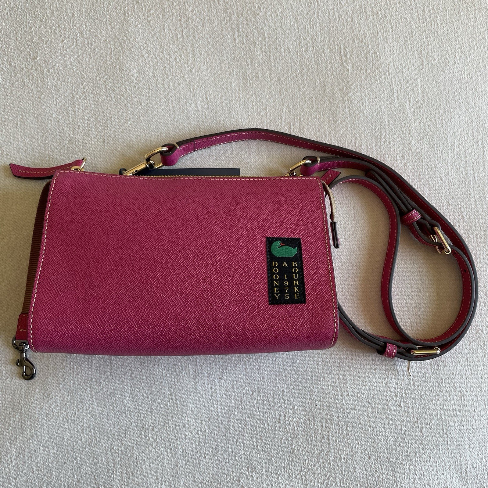 Dooney & Bourke Alpine Janine 23 Leather Crossbody Bag Fuchsia Pink