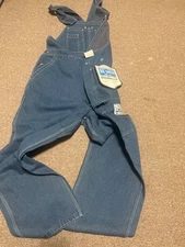 Big Smith Overalls Mens 46x30 Blue Denim Dark Wash Vintage Bib Suspenders 