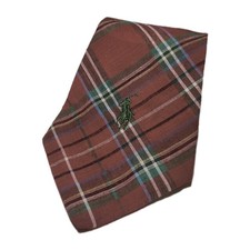 Vintage Ralph Lauren Childs Tie 100 Cotton Made By Hand In USA Plaid Green Pony