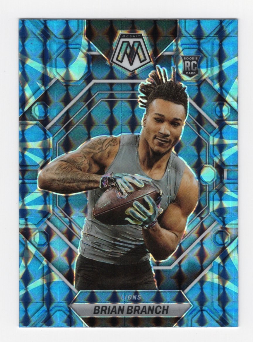 2023 Panini Mosaic Brian Branch Blue Reactive Rookie #287 Detroit Lions