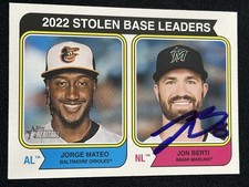 2023 Topps Heritage League Leaders Signed Jon Berti #204 Autographed Auto Card