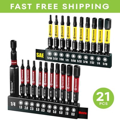 Hex Bit Set Facoow, S2 Alloy Steel Allen Wrench Drill Bit Set with Magnetic Tips