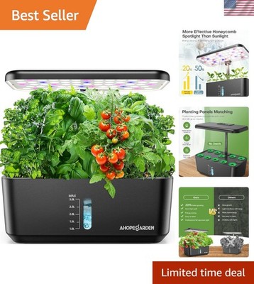 Compact Hydroponics Planter: 10 Pods with Adjustable LED Grow Light, Indoor Use