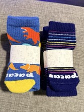 Poccos Crew Socks Unisex Kids Dinosaur Striped Blue Multicolor 6 pack
