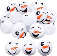 18 Piece 2.4 Inch Snow Toy Ball Set - Plush Snowmen Balls, Fake Snow, Realistic