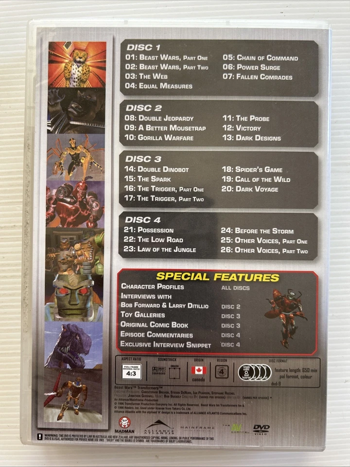 4 Disc DVD - BEAST WARS TRANSFORMERS Season 1 (1996) R4 - image 4 of 4