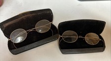 2 PAIRS Vintage 1900s Eyeglasses Wire Frame Gold Filled Steampunk Specs Rare