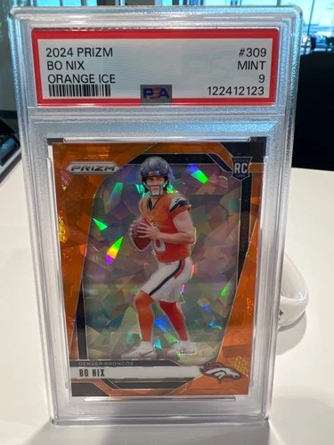 2024 Prizm Bo Nix Orange Ice #309 PSA 9