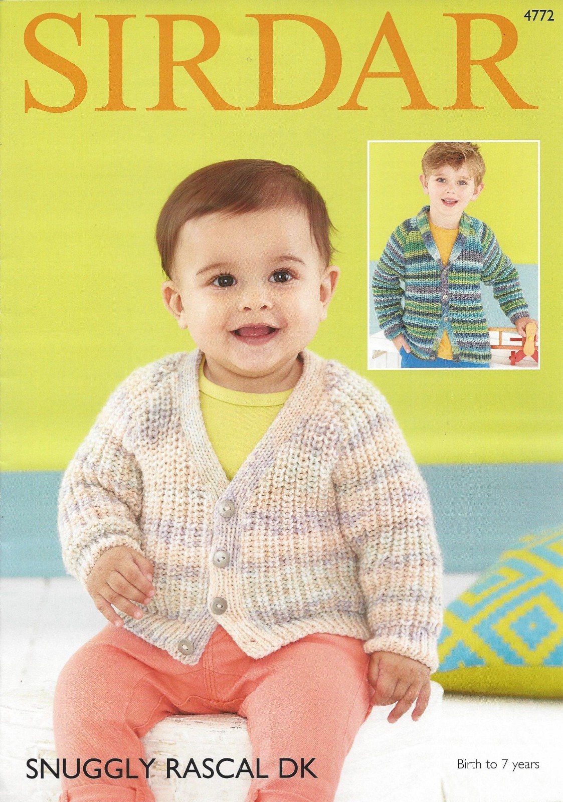 Sirdar Snuggly DK Knitting Pattern - 4772 Cardigans 0-7yrs ( 2 Designs)