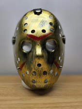 New Premium Friday The 13th Jason Voorhees Halloween Metallic Gold Costume Mask