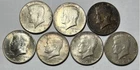 Seven (7) 1964 JFK Half Dollar AU Cond 90% Silver (4) Denver  (3) Philadelphia