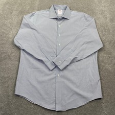 Brooks Brothers Madison Fit Shirt Mens 16.5 34 Blue White Striped Supima Cotton