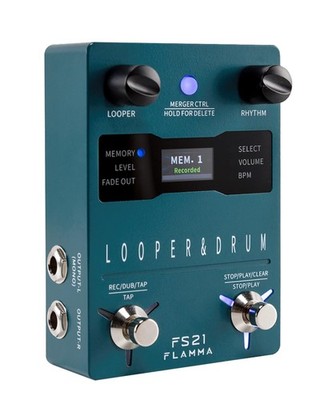 Flamma FS21 2-in-1 Stereo Looper Pedal Drum Machine 160 Minute Recording