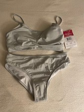 Kanu Surf Girls' Gracie Beach Sport UPF 50 Bikini, Sparkle Solid White, size 14