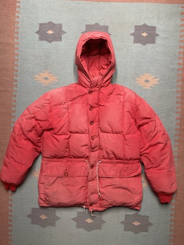 Vintage 50s Eddie Bauer Kara Koram down jacket parka red distressed AS IS large