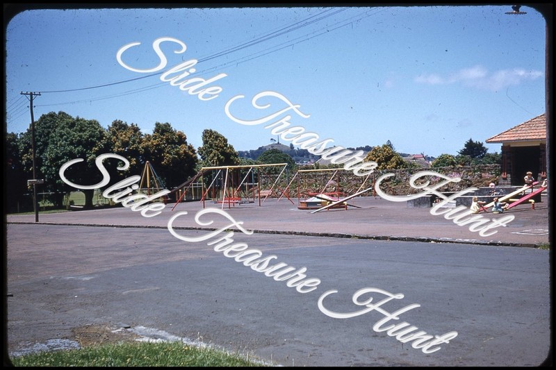 New Zealand Auckland Playground 35mm Slide 1950s Red Border Kodachrome