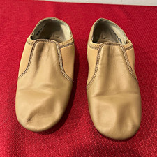 Beige Girls Slip-On Split Sole Dance Shoes for Jazz Hip Hop size 11.5