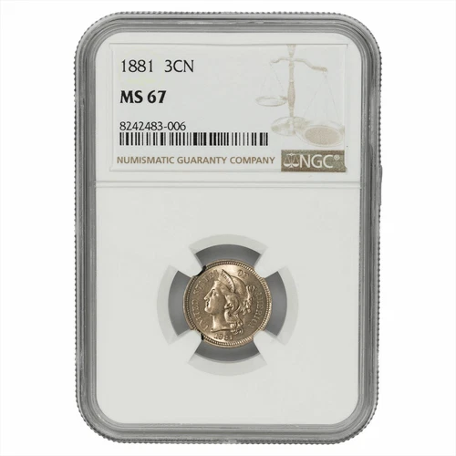 1881 Three Cent Nickel 3c, NGC MS 67 - Impressive Coin