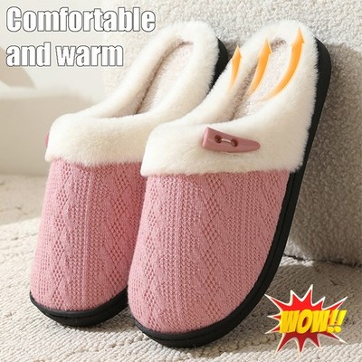 Women's Warm Cotton Slippers Plush Lining Thick Sole with Slip-Resistant Design