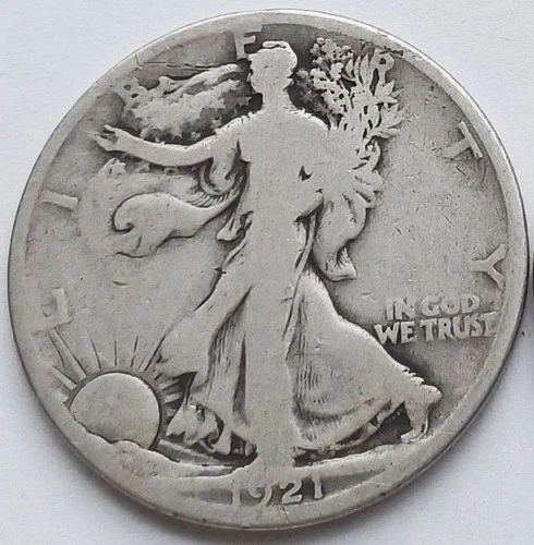 1921-D Walking Liberty Silver Half Dollar Good, Rare Key Date 50C