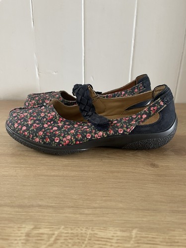 Hotter SHAKE Blue Floral Flat Easy Close Shoes Size UK 4.5 EEE Comfy Casual - Picture 6 of 19