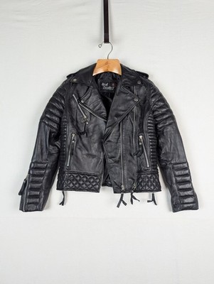 NWOT RL Real Leather Biker Women s Jacket Size S Small Black