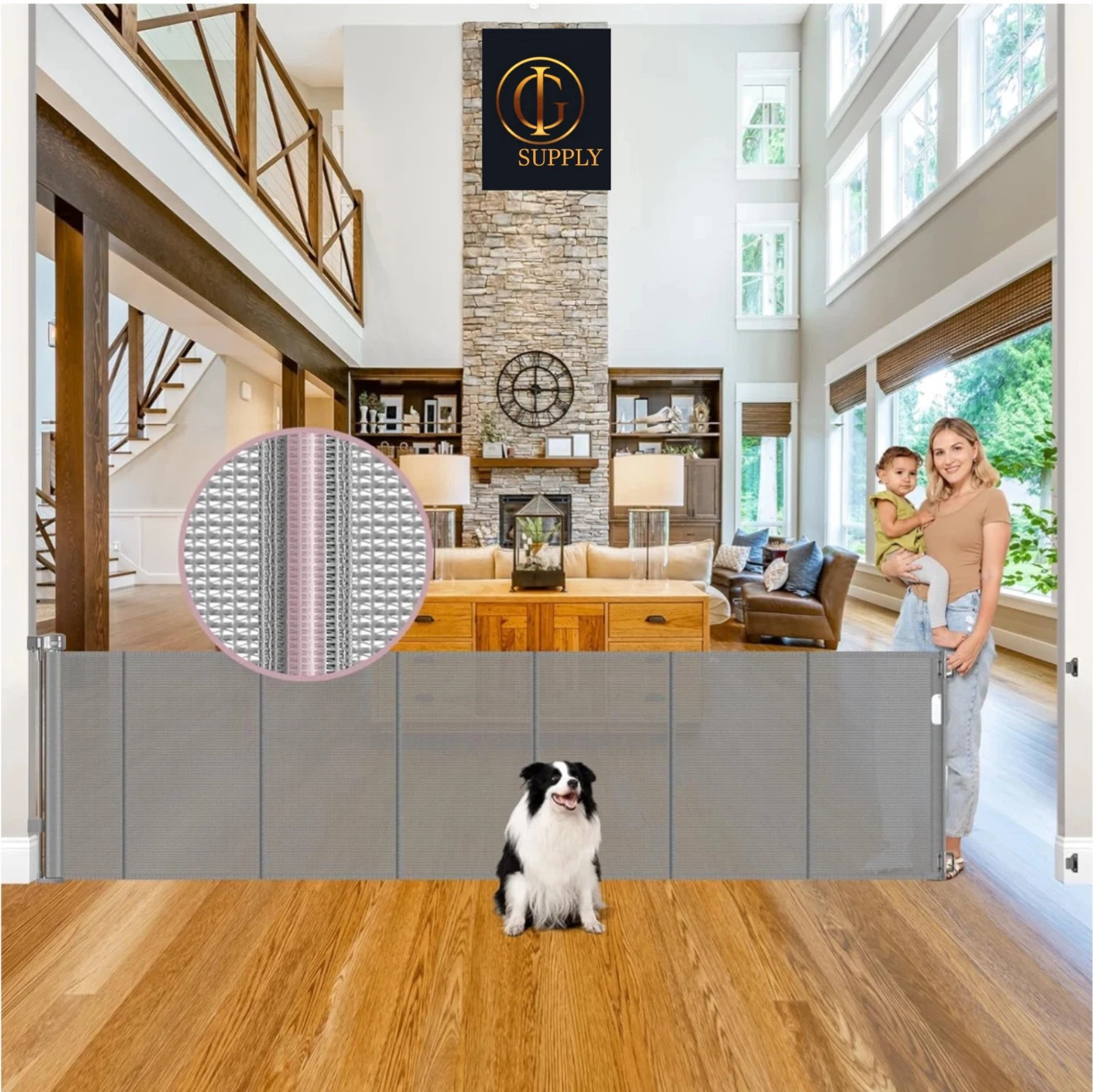 Reinforced 100" Wide Retractable Dog Gate with Support Rod, 8ft Retractable GRAY
Opens in a new wind
