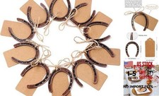 10pcs Good Lucky Horseshoe Wedding Favors with Kraft Tags Rustic Bronze