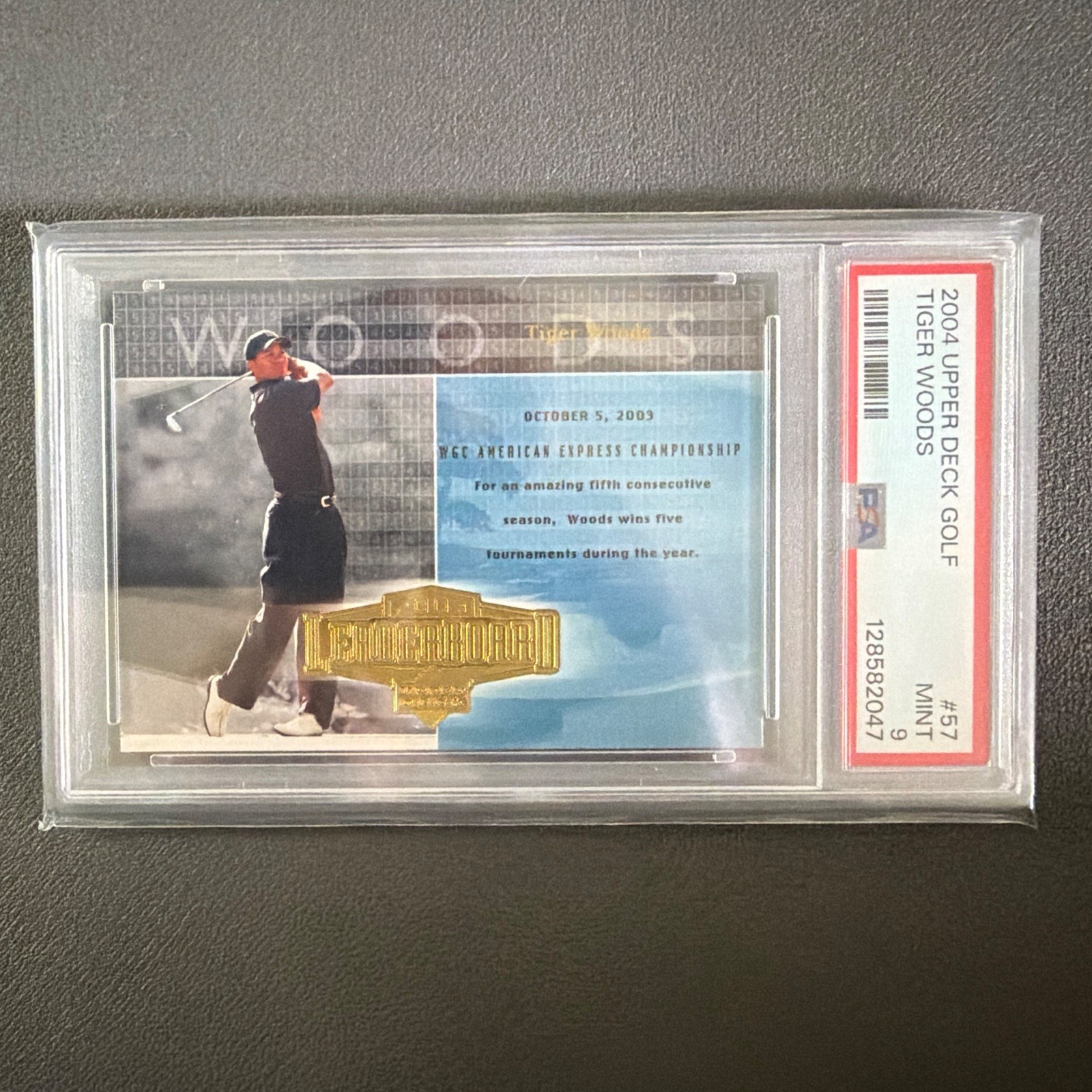 Tiger Woods PSA 9 Lot (2) 2004 Upper Deck Golf #57 & Championship Portfolio CP11