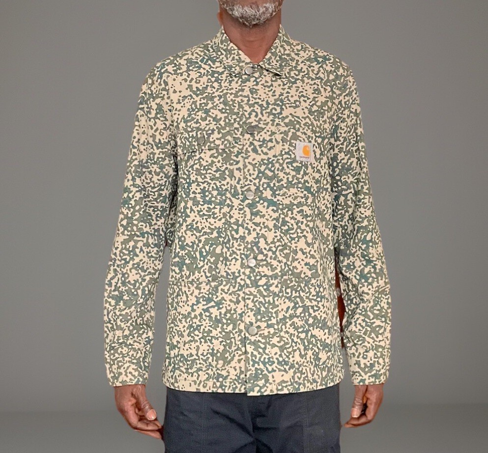 ALTRA CARHARTT WIP MICHIGAN CAPPOTTO TILLMAN TELA MIMETICO MACCHIA FOGLIA RIGIDO L