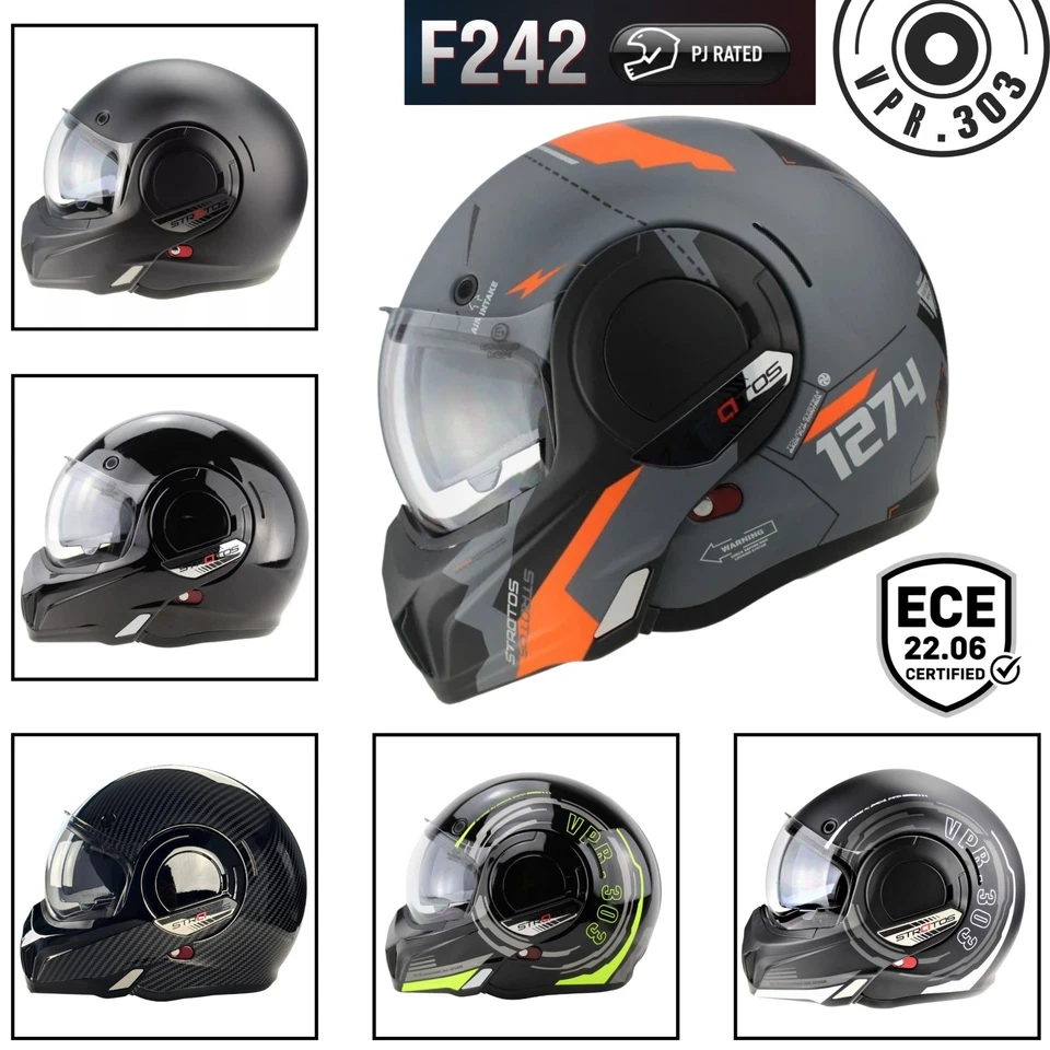 VIPER PJ F242 casque modulable 180 casque de protection moto dinversion ECE Gold - Photo 1/4
