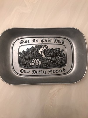 Vintage Give Us This Day Our Daily Bread Pewter Serving Tray By CC Cantrell
