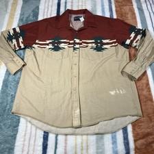 Vtg Wrangler Pearl Snap Shirt Mens 2XL Western Rodeo Faded Cowboy Native 925