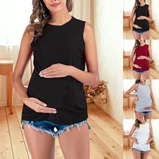 Womens Pregnant Breastfeeding Sleeveless Vest Maternity Nursing Tank Tops Blouse