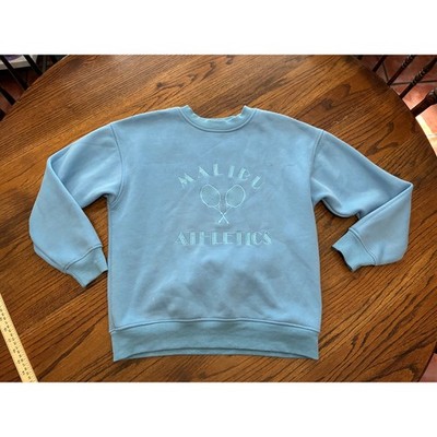 Bailey Rose Malibu Athletics Tennis Embroidered Sweatshirt Blue Small Crewneck