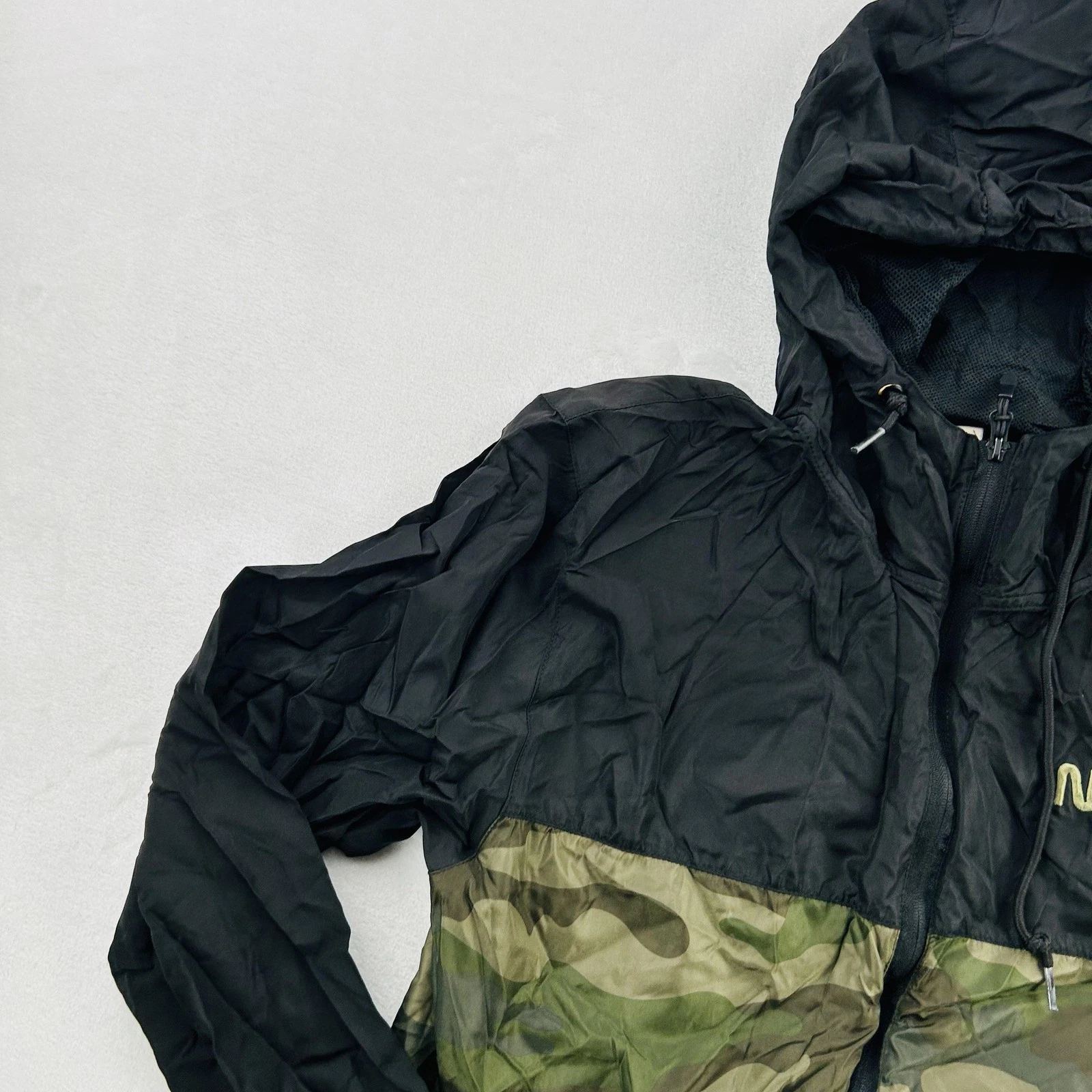 NASA Jacket Mens Large Black Camo Full Zip Hooded Windbreaker Mesh EXP54LWZC - product detail image 10