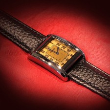 Vintage Tank Watch Men's 1930's USA Art Deco beautiful repro Quartz Real Leather
