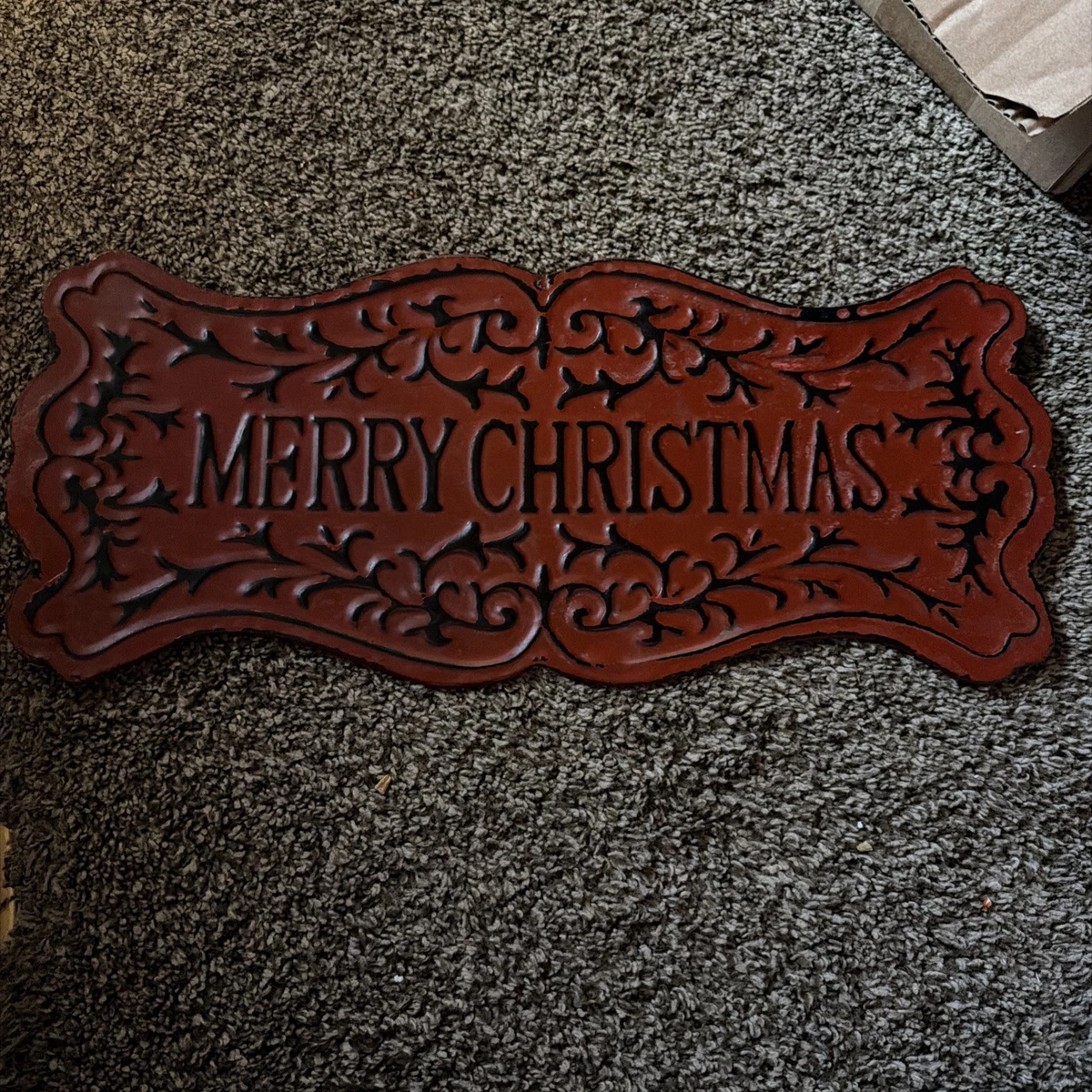 Targa in metallo da appendere Merry Christmas - 15 x h 7 cm