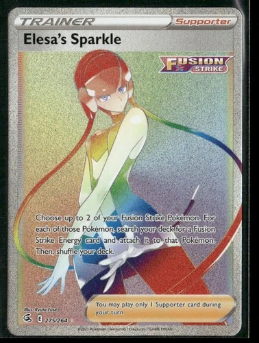 Elesa's Sparkle Fusion Strike 275/264 Rainbow Rare Holo Pokemon Near Mint