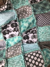 Elephants Teal Baby/Toddler/Child Unisex RagTime Quilt