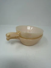 Fire King Beehive Soup Bowls w/ Handles Peach Luster Vintage USA Set Of 2