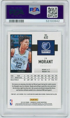 2019-20 Panini Chronicles #632 JA MORANT Score Rookie RC PSA