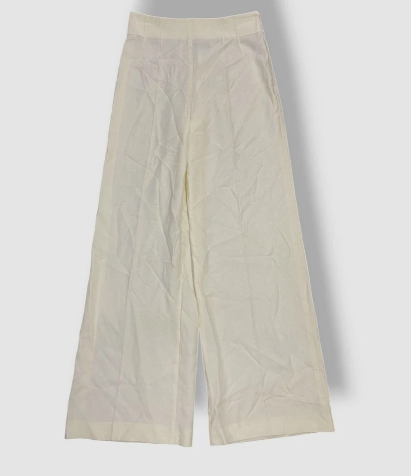 Pantalones para mujer Akris blancos Fiyki pierna ancha lana doble cara talla 8