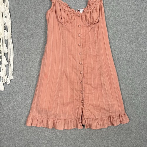 Mooloola Mini Dress Womens 6 XS Pink Ruffle Sleeveless Short Cotton Beach Casual - Picture 6 of 13