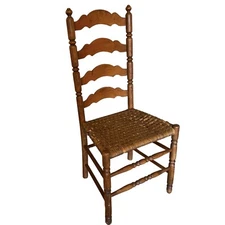 Ladderback Chair Splint Seat Basket Weave STURDY Turned Wood Dining Tell City