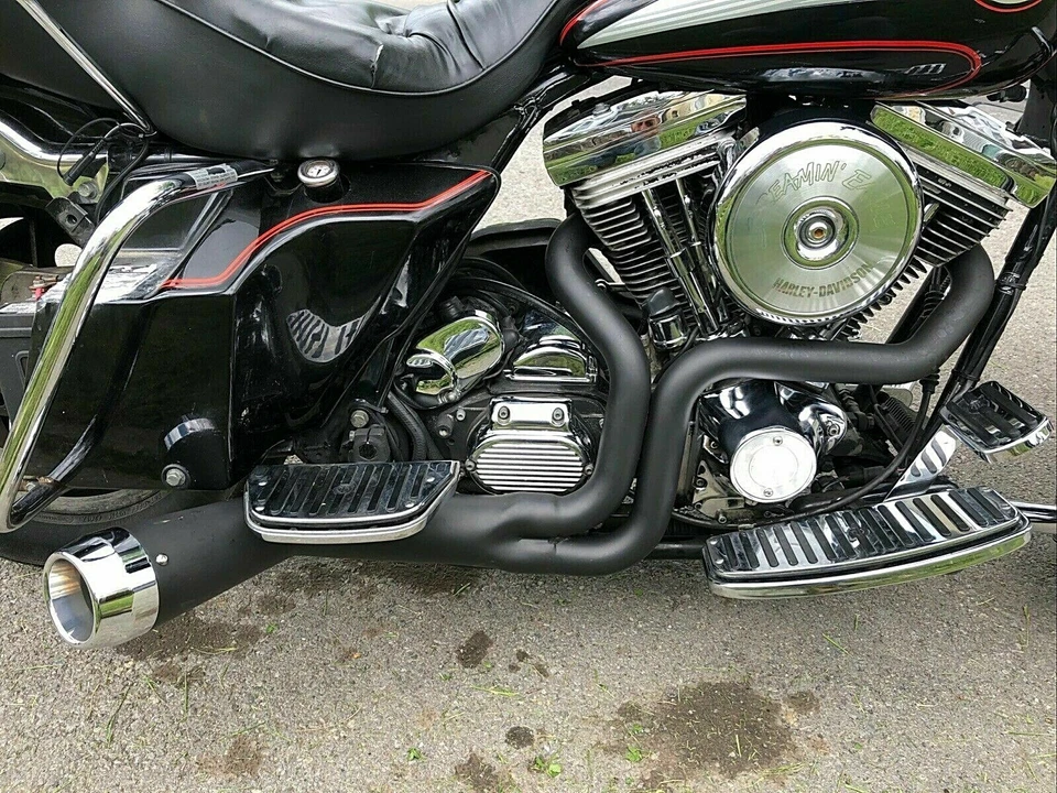 Megáfono offset Harley escape negro FLT 1985-2005 2 en 1 V-Twin 29-0034 CE Foto 2 de 4
